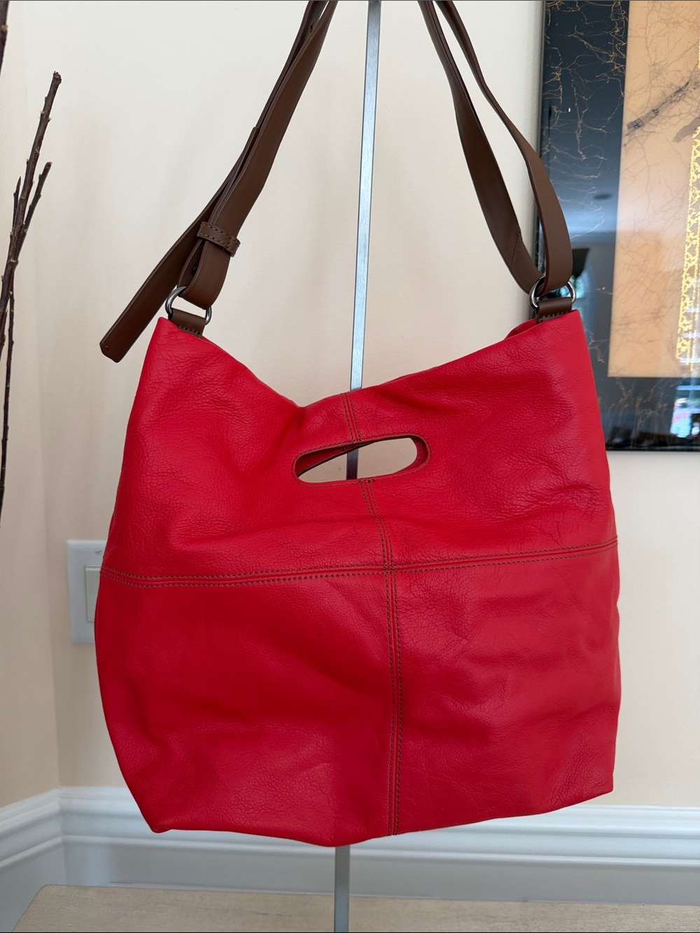 Barr + Barr Soft Red Leather convertible bag
